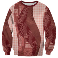 Polynesian Tribal Pattern Patchwork Picturesque Sweatshirt Crimson