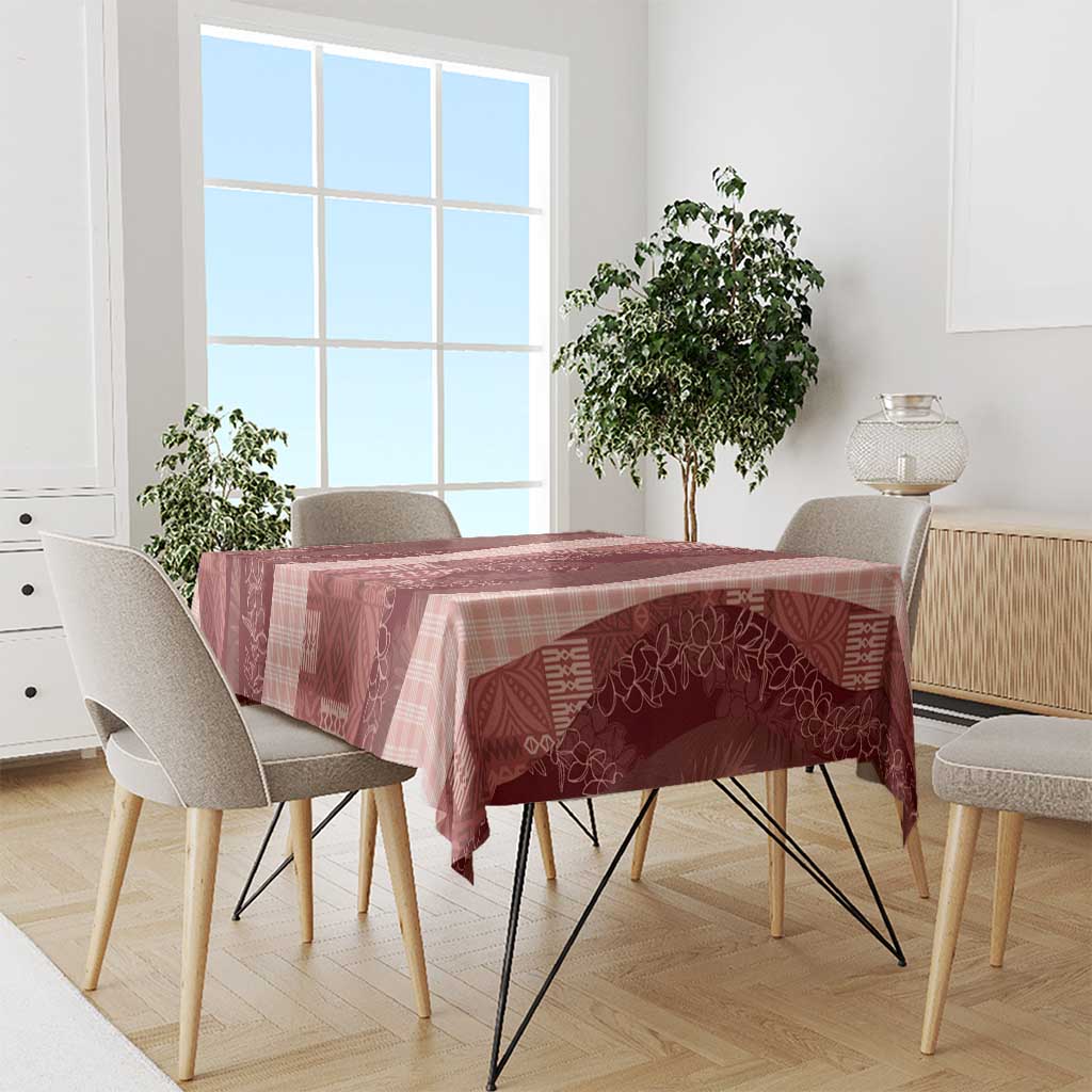Polynesian Tribal Pattern Patchwork Picturesque Tablecloth Crimson