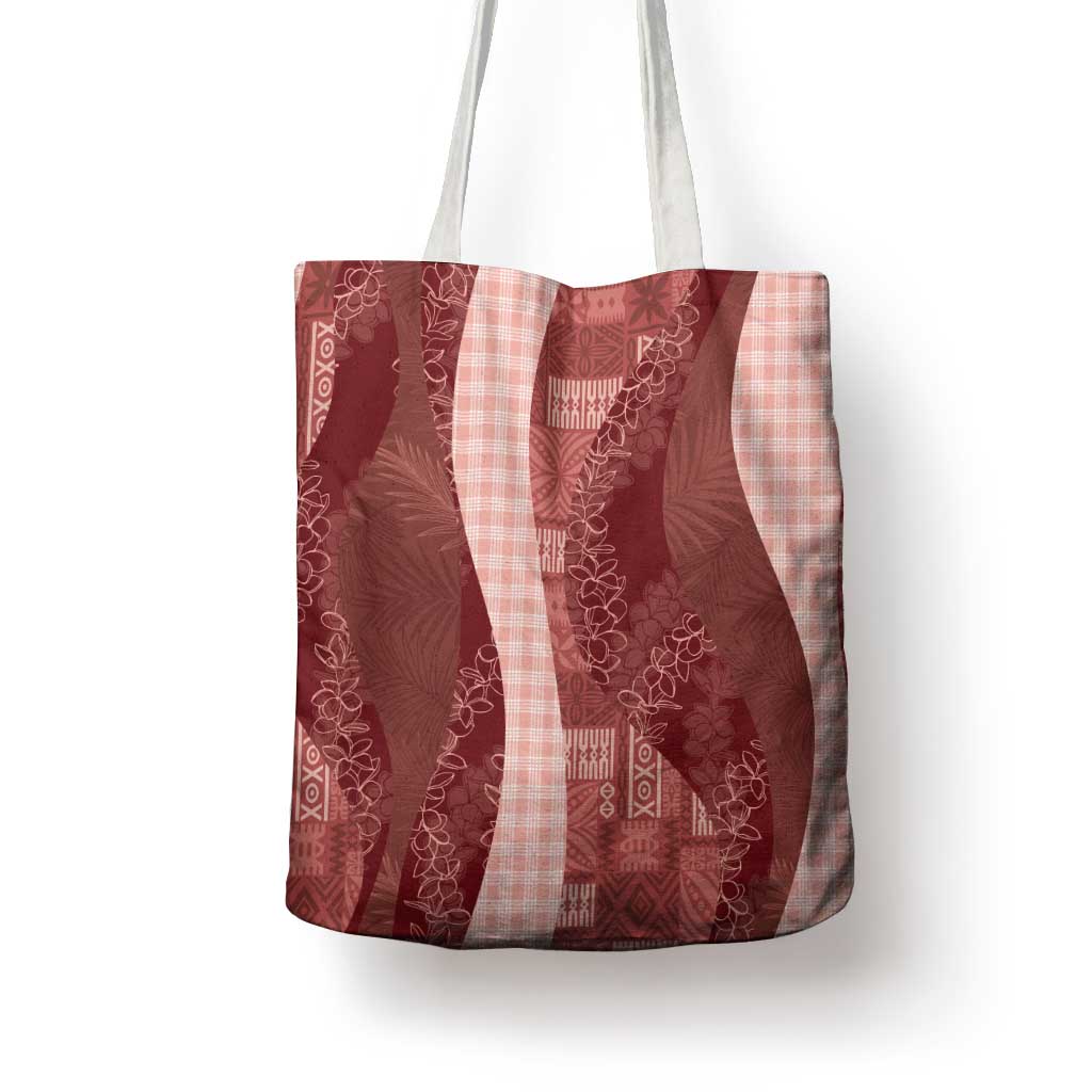 Polynesian Tribal Pattern Patchwork Picturesque Tote Bag Crimson