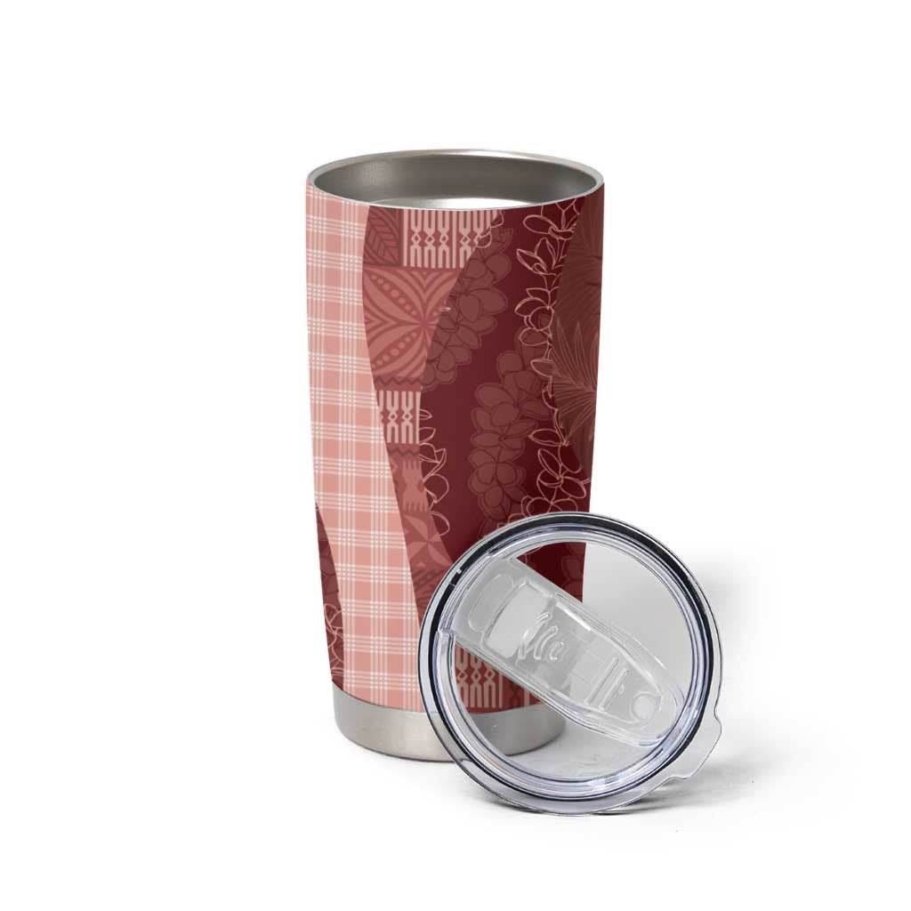 Polynesian Tribal Pattern Patchwork Picturesque Tumbler Cup Crimson