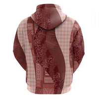 Polynesian Tribal Pattern Patchwork Picturesque Zip Hoodie Crimson LT7 - Polynesian Pride