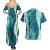 Polynesian Tribal Pattern Patchwork Picturesque Couples Matching Summer Maxi Dress and Hawaiian Shirt Oceanic
