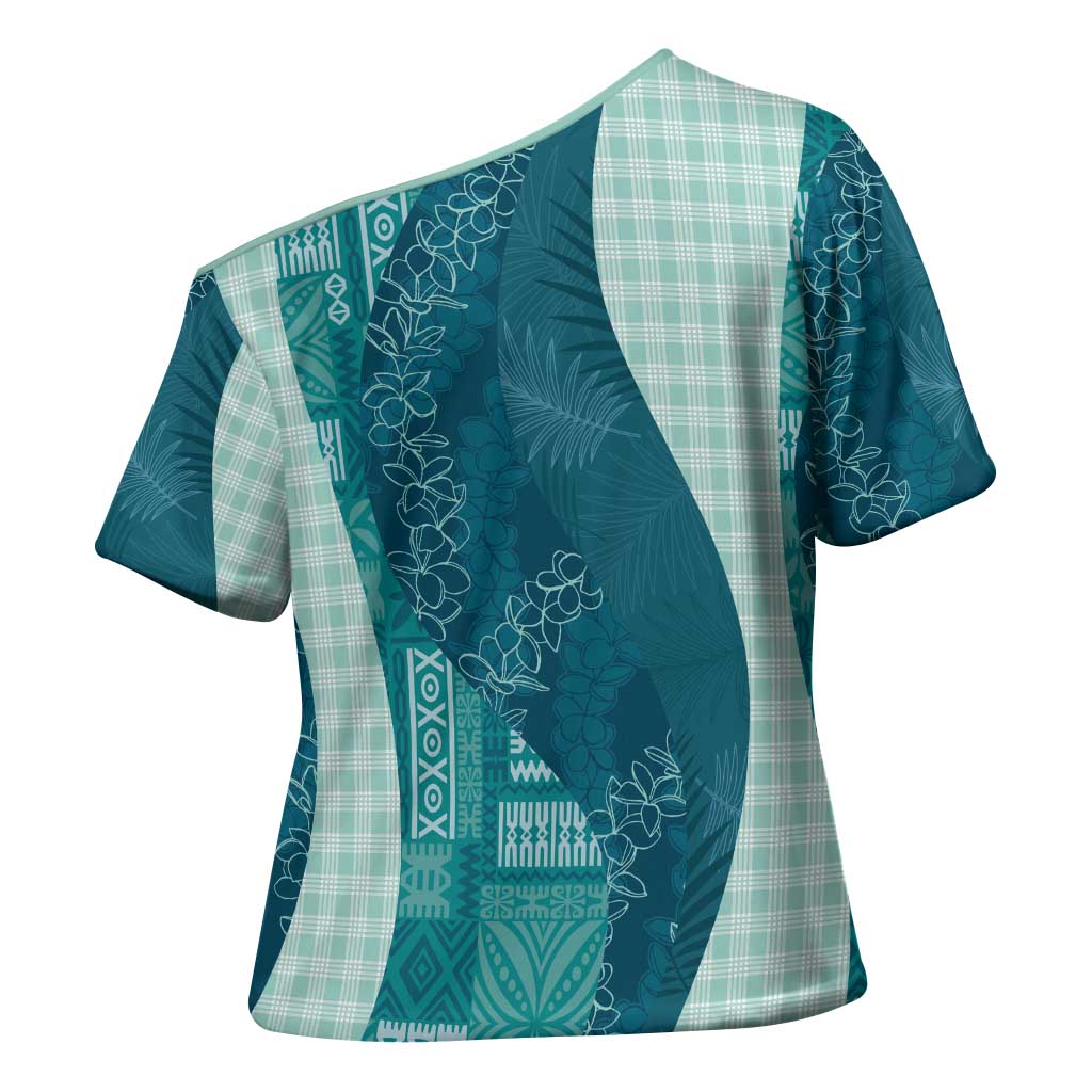 Polynesian Tribal Pattern Patchwork Picturesque Cross Shoulder Shirt Oceanic