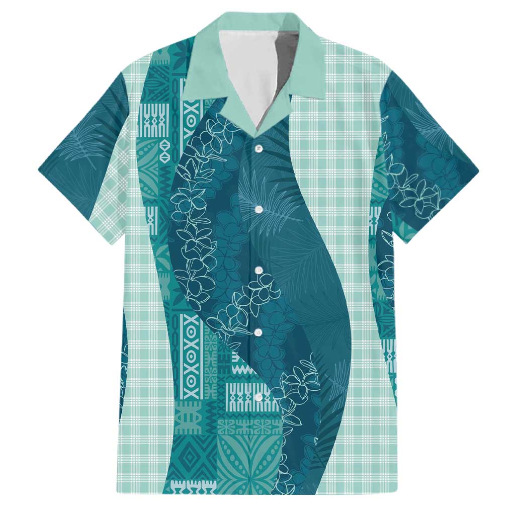 Polynesian Tribal Pattern Patchwork Picturesque Family Matching Mermaid Dress and Hawaiian Shirt Oceanic LT7 Dad's Shirt - Short Sleeve Blue - Polynesian Pride