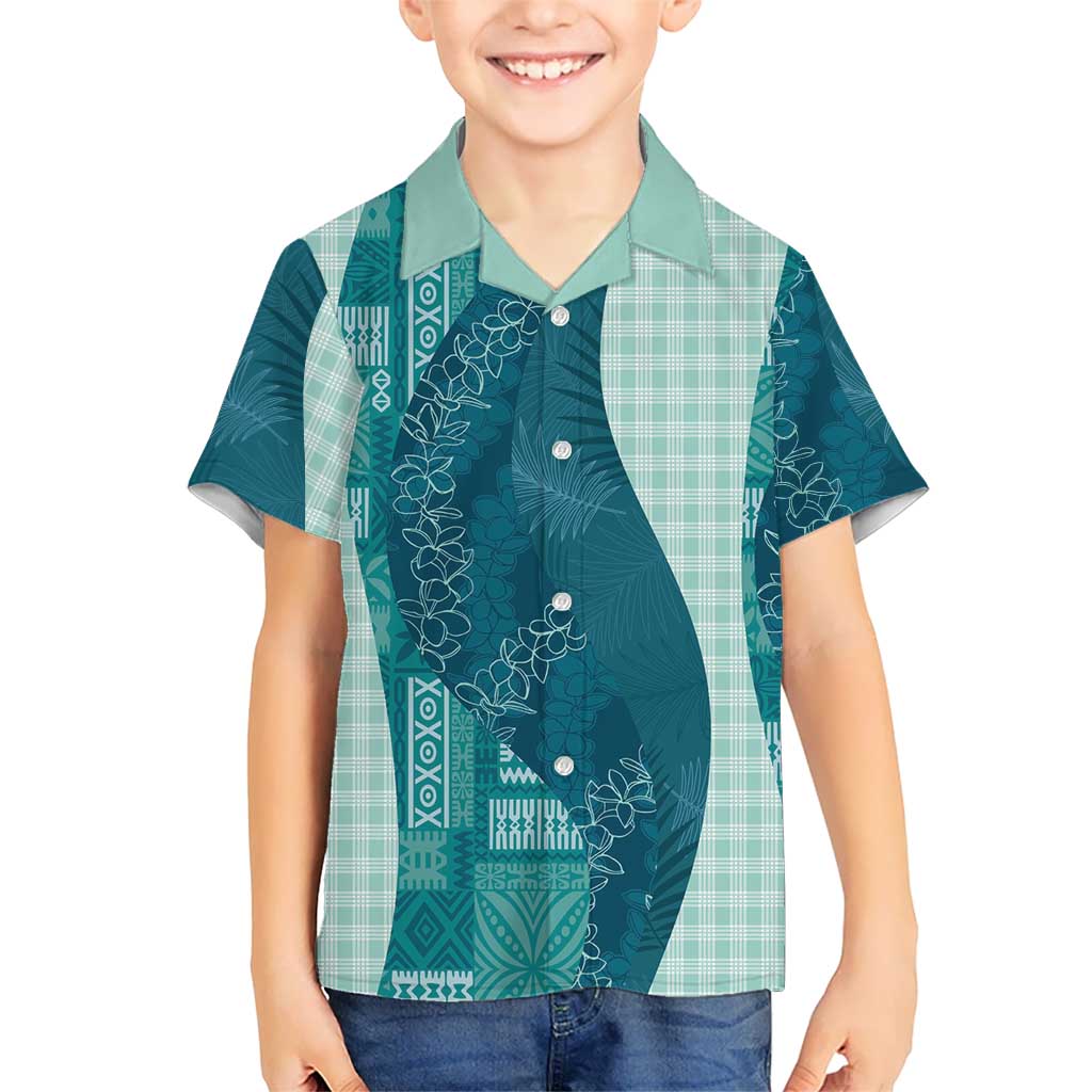 Polynesian Tribal Pattern Patchwork Picturesque Family Matching Mermaid Dress and Hawaiian Shirt Oceanic LT7 Son's Shirt Blue - Polynesian Pride