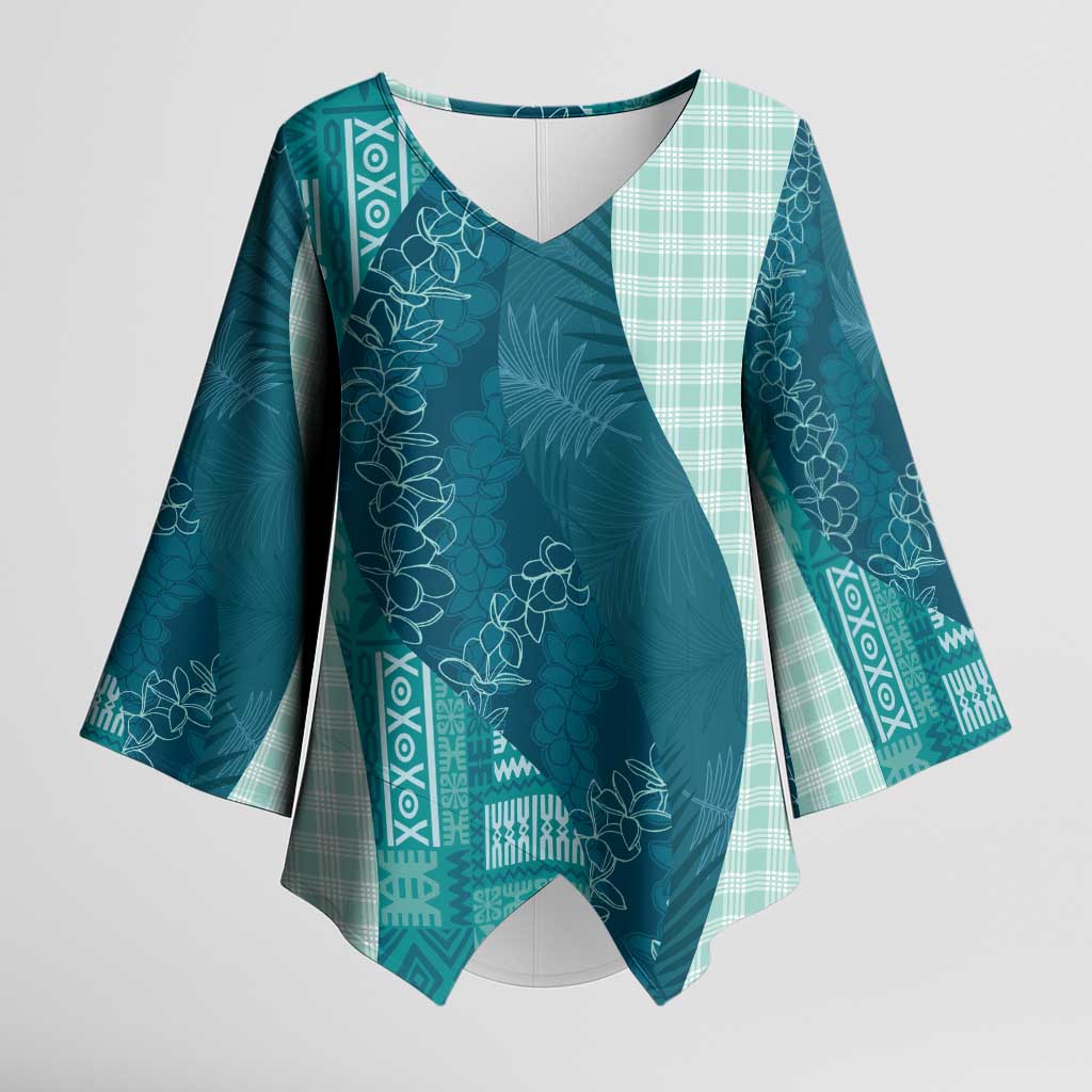 Polynesian Tribal Pattern Patchwork Picturesque Kimono Sleeve Blouse Oceanic