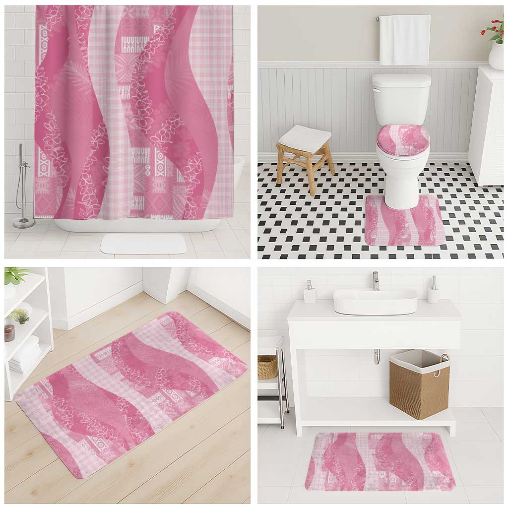 Polynesian Tribal Pattern Patchwork Picturesque Bathroom Set Rose Pink