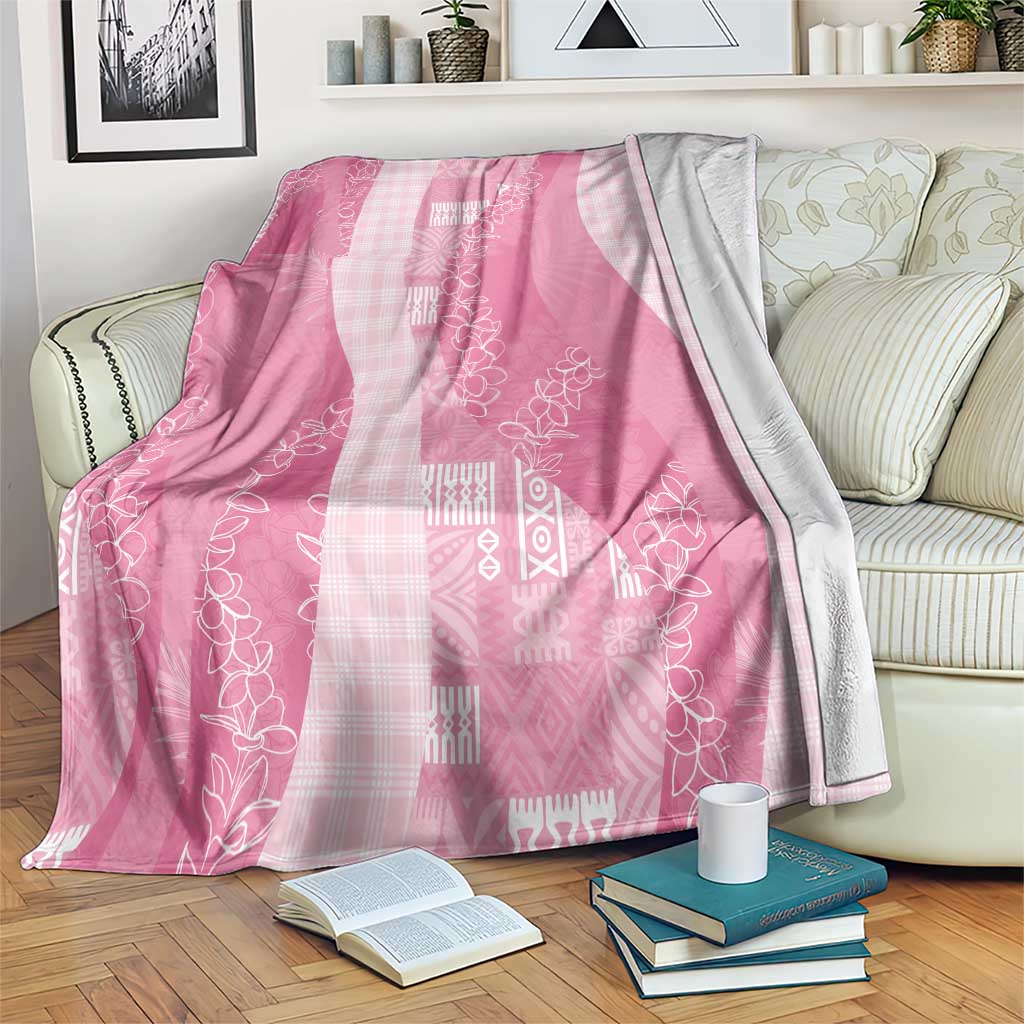 Polynesian Tribal Pattern Patchwork Picturesque Blanket Rose Pink