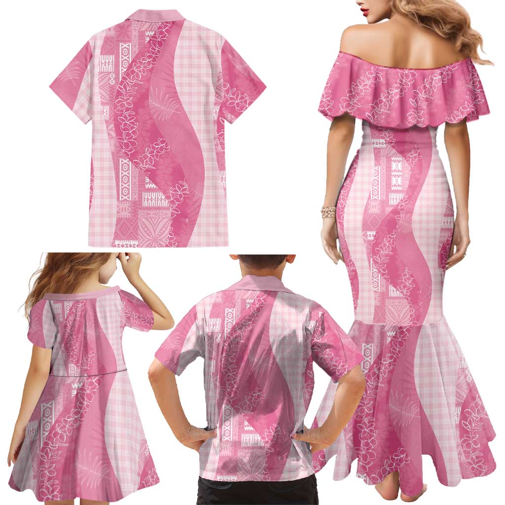 Polynesian Tribal Pattern Patchwork Picturesque Family Matching Mermaid Dress and Hawaiian Shirt Rose Pink LT7 - Polynesian Pride