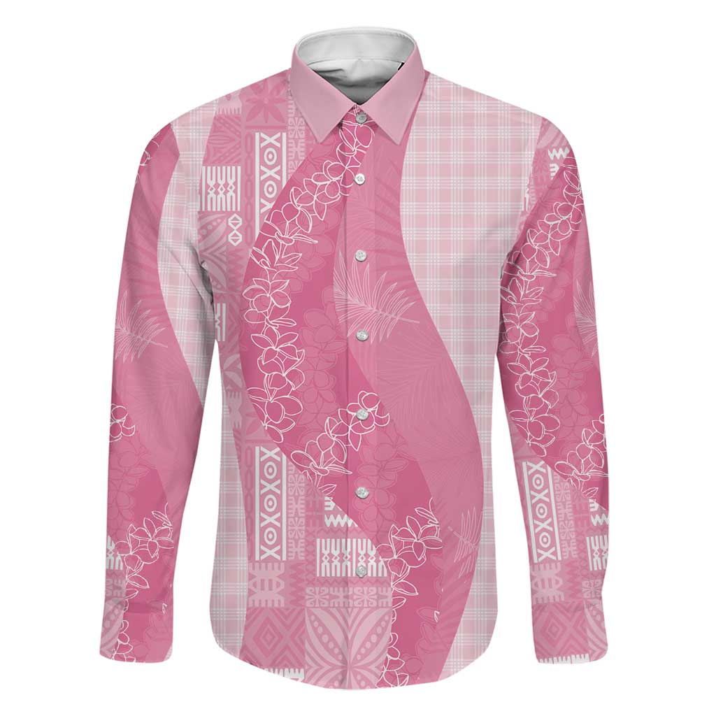 Polynesian Tribal Pattern Patchwork Picturesque Family Matching Mermaid Dress and Hawaiian Shirt Rose Pink LT7 Dad's Shirt - Long Sleeve Rose Pink - Polynesian Pride