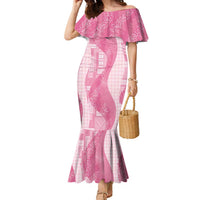 Polynesian Tribal Pattern Patchwork Picturesque Family Matching Mermaid Dress and Hawaiian Shirt Rose Pink LT7 Mom's Dress Rose Pink - Polynesian Pride