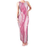 Polynesian Tribal Pattern Patchwork Picturesque Family Matching Tank Maxi Dress and Hawaiian Shirt Rose Pink