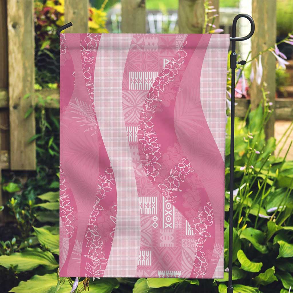Polynesian Tribal Pattern Patchwork Picturesque Garden Flag Rose Pink