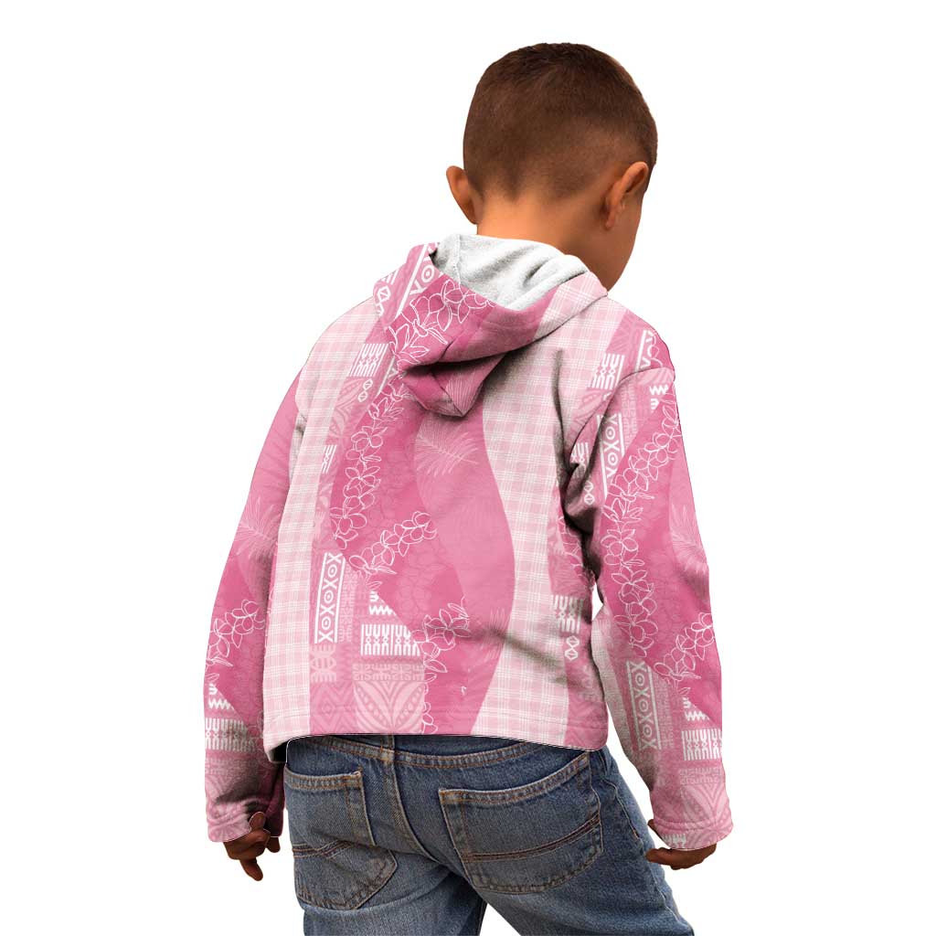 Polynesian Tribal Pattern Patchwork Picturesque Kid Hoodie Rose Pink