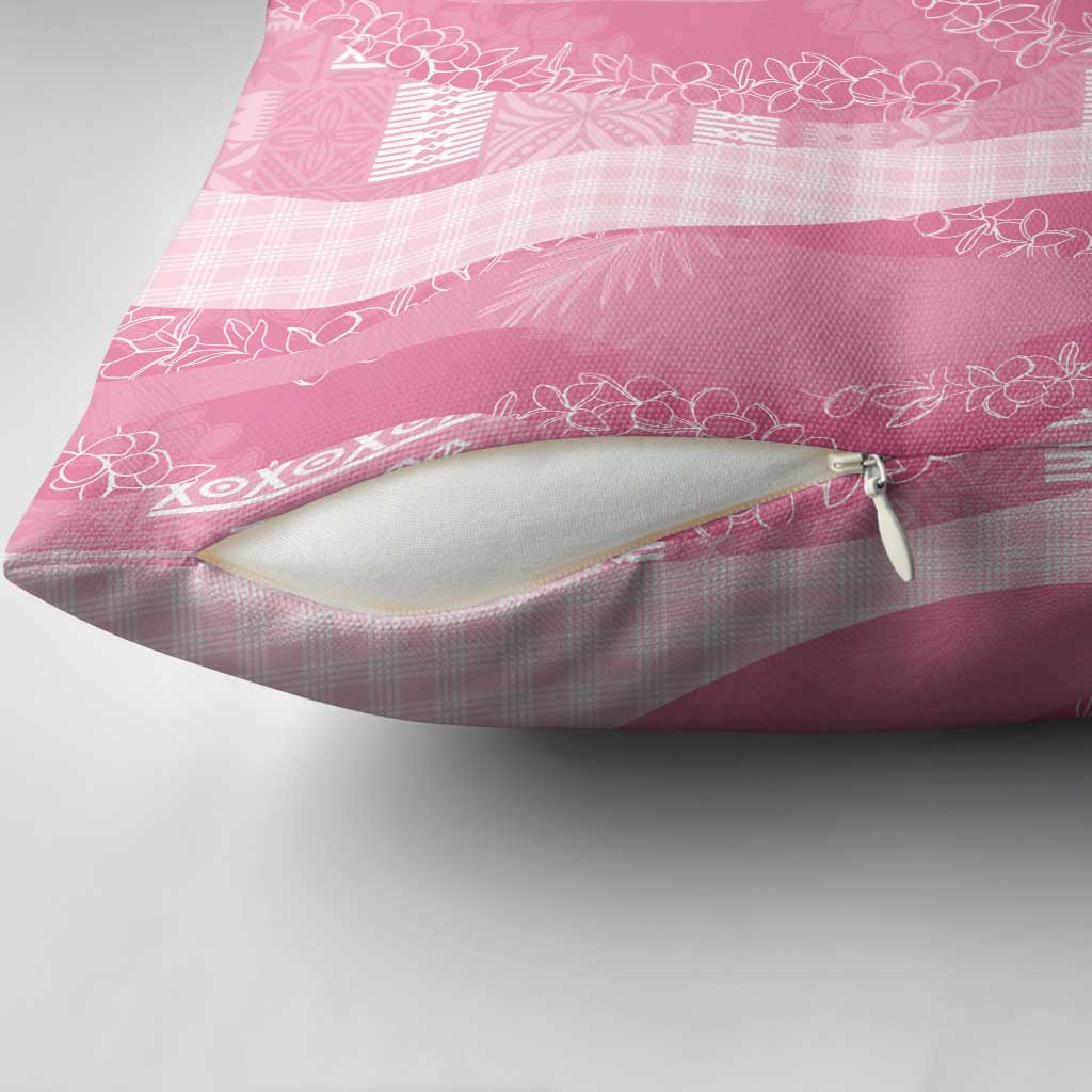 Polynesian Tribal Pattern Patchwork Picturesque Pillow Cover Rose Pink