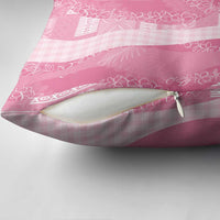 Polynesian Tribal Pattern Patchwork Picturesque Pillow Cover Rose Pink