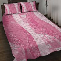 Polynesian Tribal Pattern Patchwork Picturesque Quilt Bed Set Rose Pink