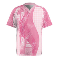 Polynesian Tribal Pattern Patchwork Picturesque Rugby Jersey Rose Pink