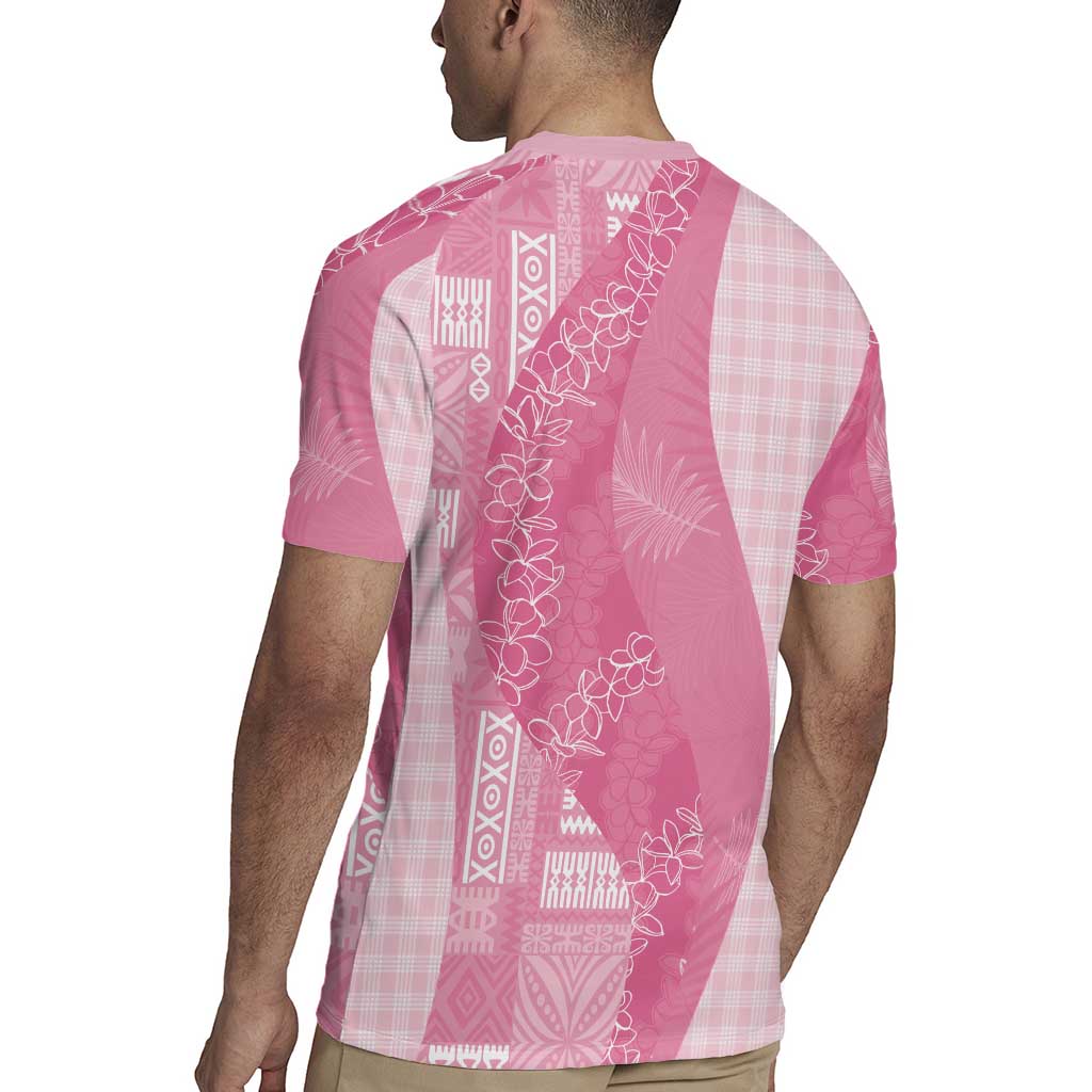 Polynesian Tribal Pattern Patchwork Picturesque Rugby Jersey Rose Pink