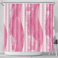 Polynesian Tribal Pattern Patchwork Picturesque Shower Curtain Rose Pink