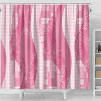 Polynesian Tribal Pattern Patchwork Picturesque Shower Curtain Rose Pink