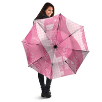 Polynesian Tribal Pattern Patchwork Picturesque Umbrella Rose Pink