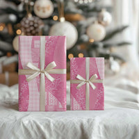Polynesian Tribal Pattern Patchwork Picturesque Wrapping Paper Rose Pink
