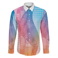 Polynesian Tribal Pattern Patchwork Picturesque Family Matching Mermaid Dress and Hawaiian Shirt Holographic