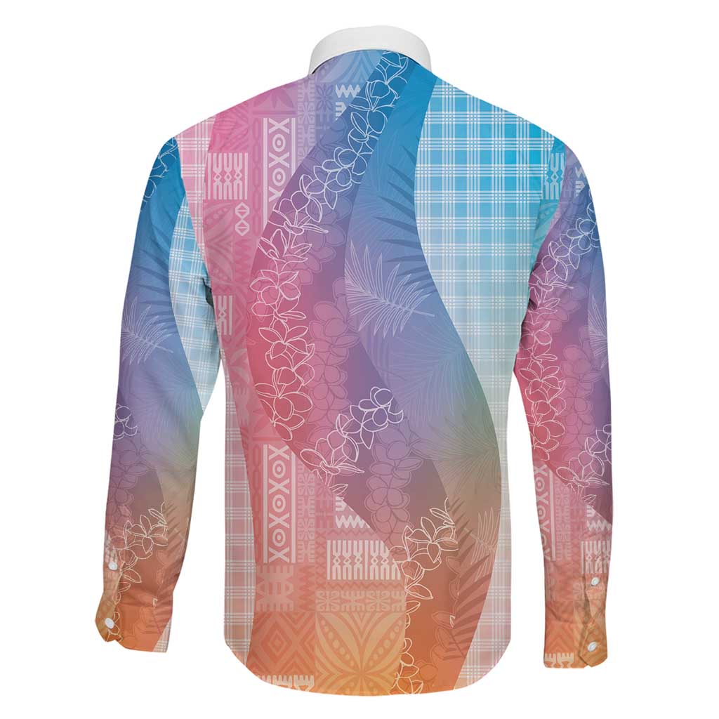 Polynesian Tribal Pattern Patchwork Picturesque Family Matching Off Shoulder Maxi Dress and Hawaiian Shirt Holographic