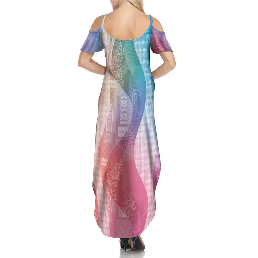 Polynesian Tribal Pattern Patchwork Picturesque Family Matching Summer Maxi Dress and Hawaiian Shirt Holographic LT7 - Polynesian Pride