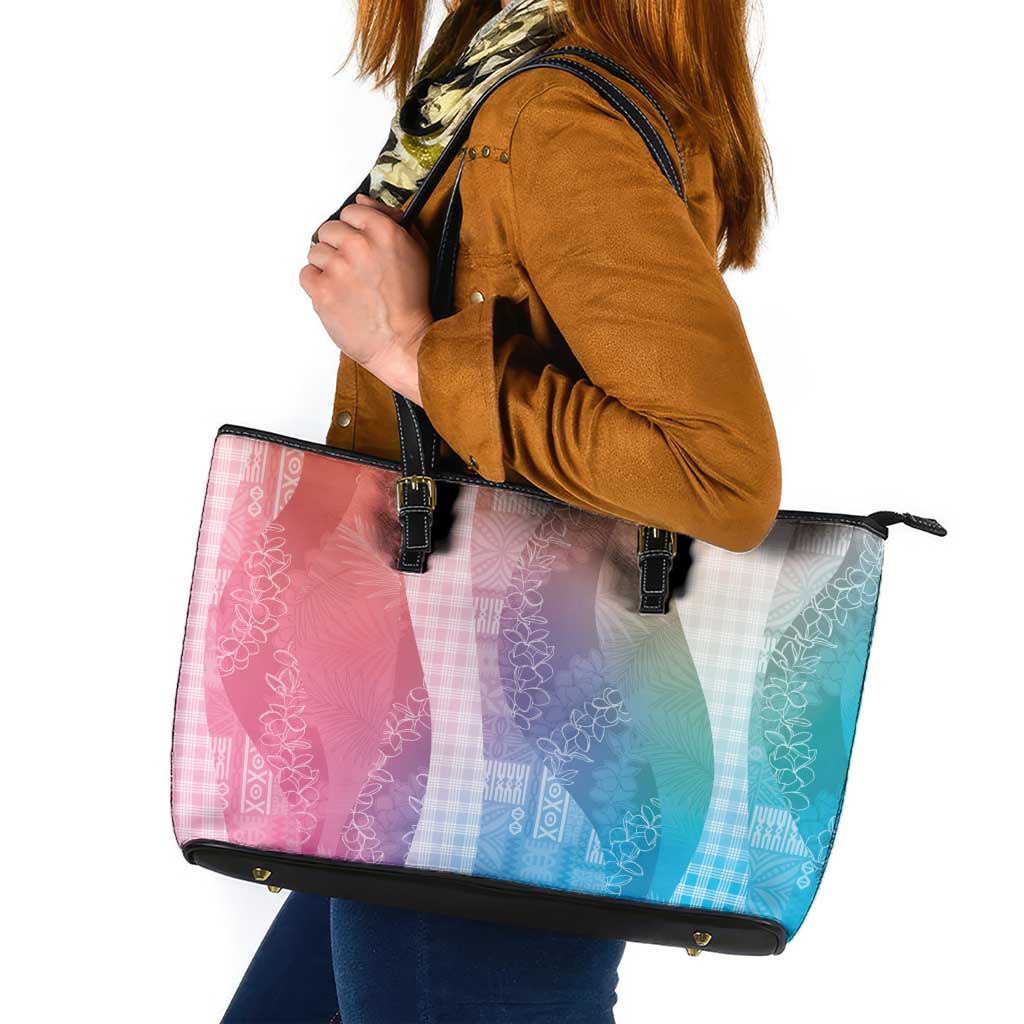 Polynesian Tribal Pattern Patchwork Picturesque Leather Tote Bag Holographic
