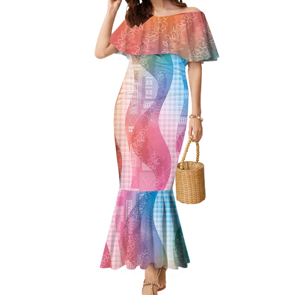 Polynesian Tribal Pattern Patchwork Picturesque Mermaid Dress Holographic