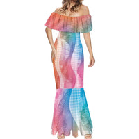 Polynesian Tribal Pattern Patchwork Picturesque Mermaid Dress Holographic LT7 - Polynesian Pride