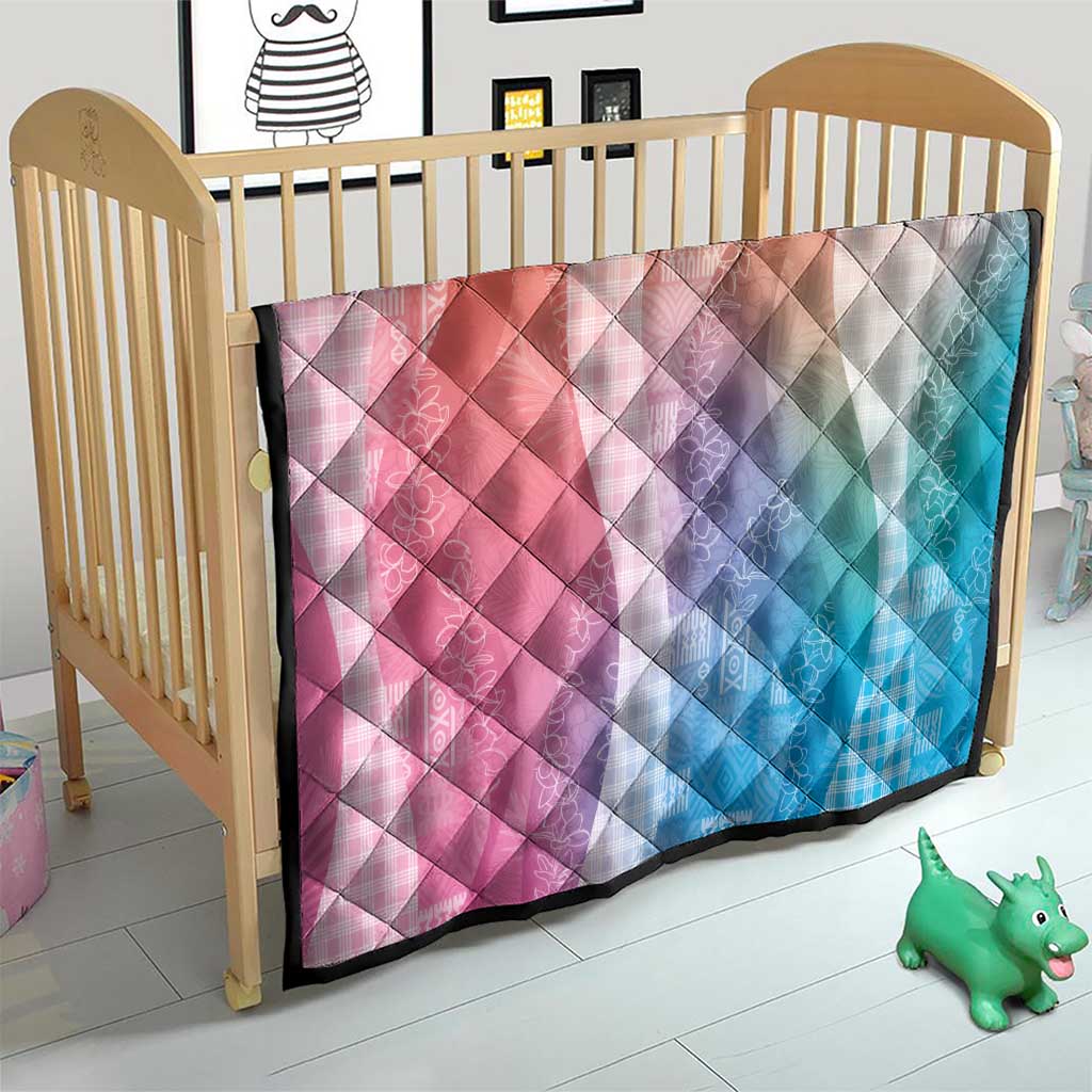 Polynesian Tribal Pattern Patchwork Picturesque Quilt Holographic
