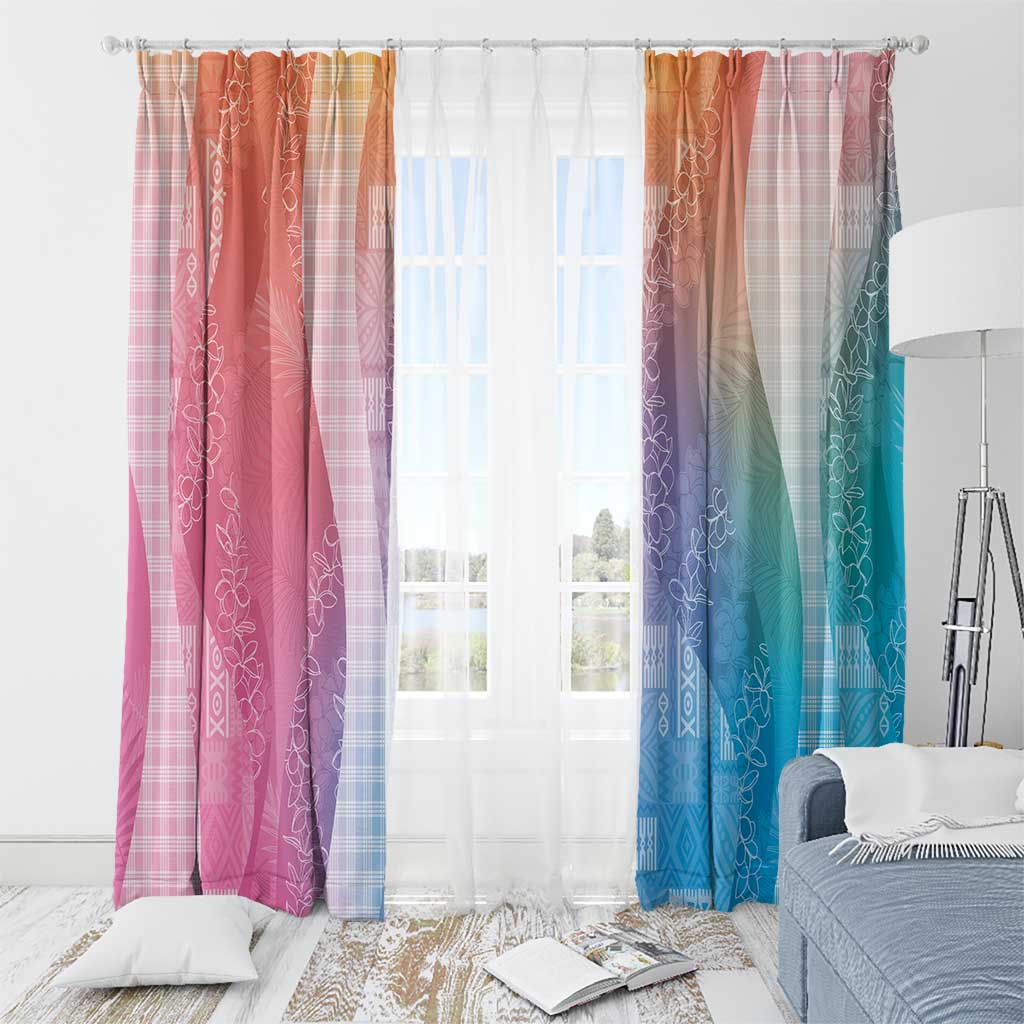Polynesian Tribal Pattern Patchwork Picturesque Window Curtain Holographic