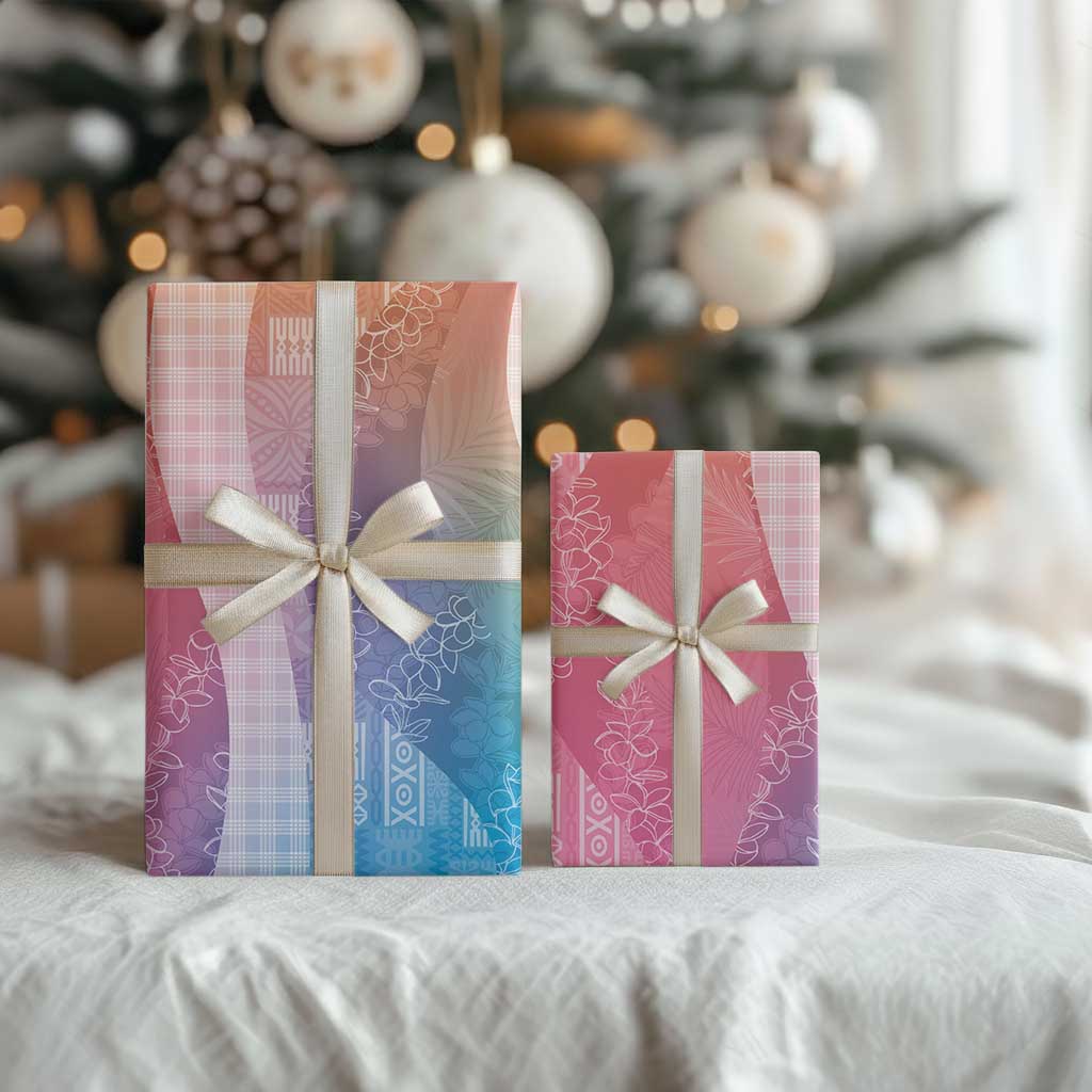 Polynesian Tribal Pattern Patchwork Picturesque Wrapping Paper Holographic