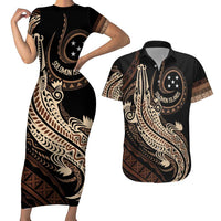 Personalized Solomon Islands Crocodile Couples Matching Short Sleeve Bodycon Dress and Hawaiian Shirt Hapi Isles - Independence Anniversary