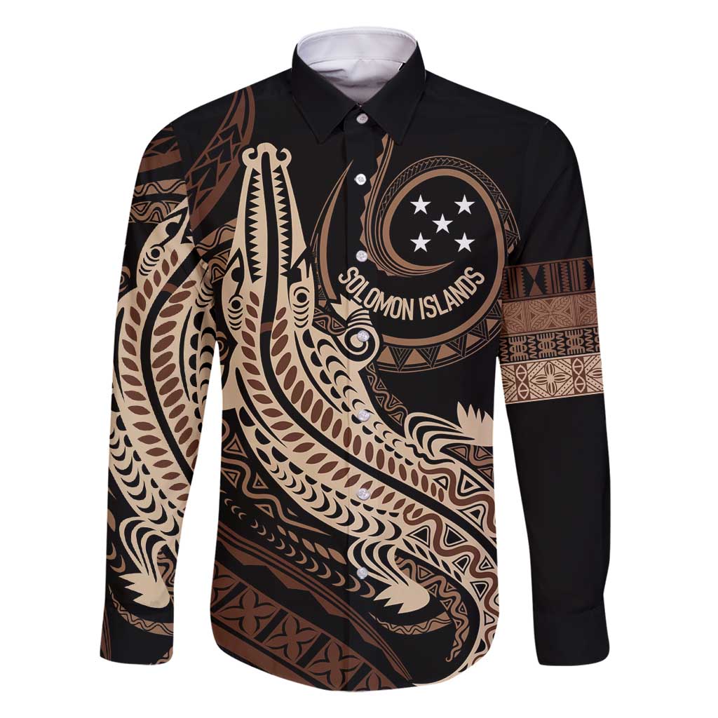 Personalized Solomon Islands Crocodile Family Matching Long Sleeve Bodycon Dress and Hawaiian Shirt Hapi Isles - Independence Anniversary