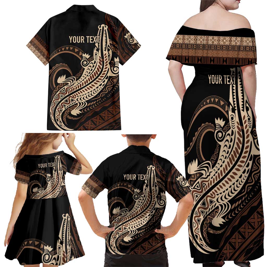 Personalized Solomon Islands Crocodile Family Matching Off Shoulder Maxi Dress and Hawaiian Shirt Hapi Isles - Independence Anniversary