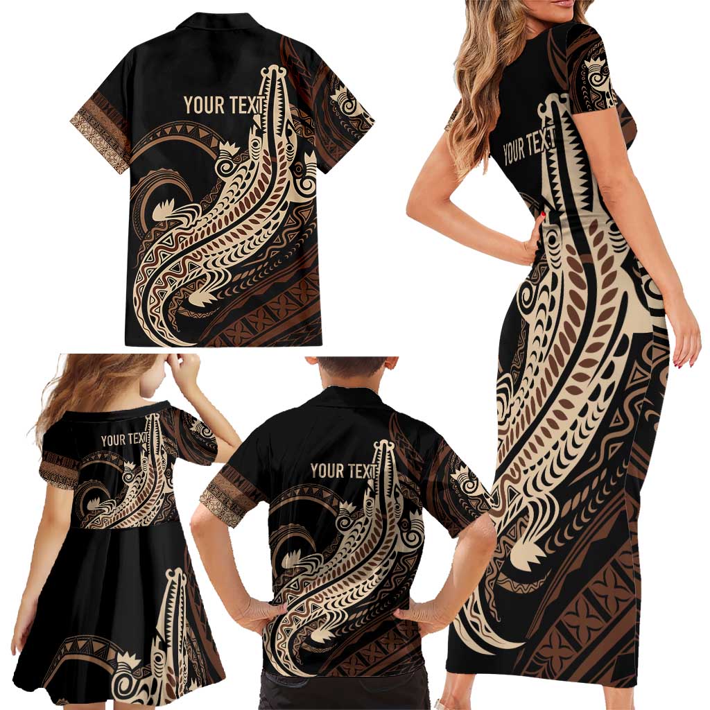 Personalized Solomon Islands Crocodile Family Matching Short Sleeve Bodycon Dress and Hawaiian Shirt Hapi Isles - Independence Anniversary