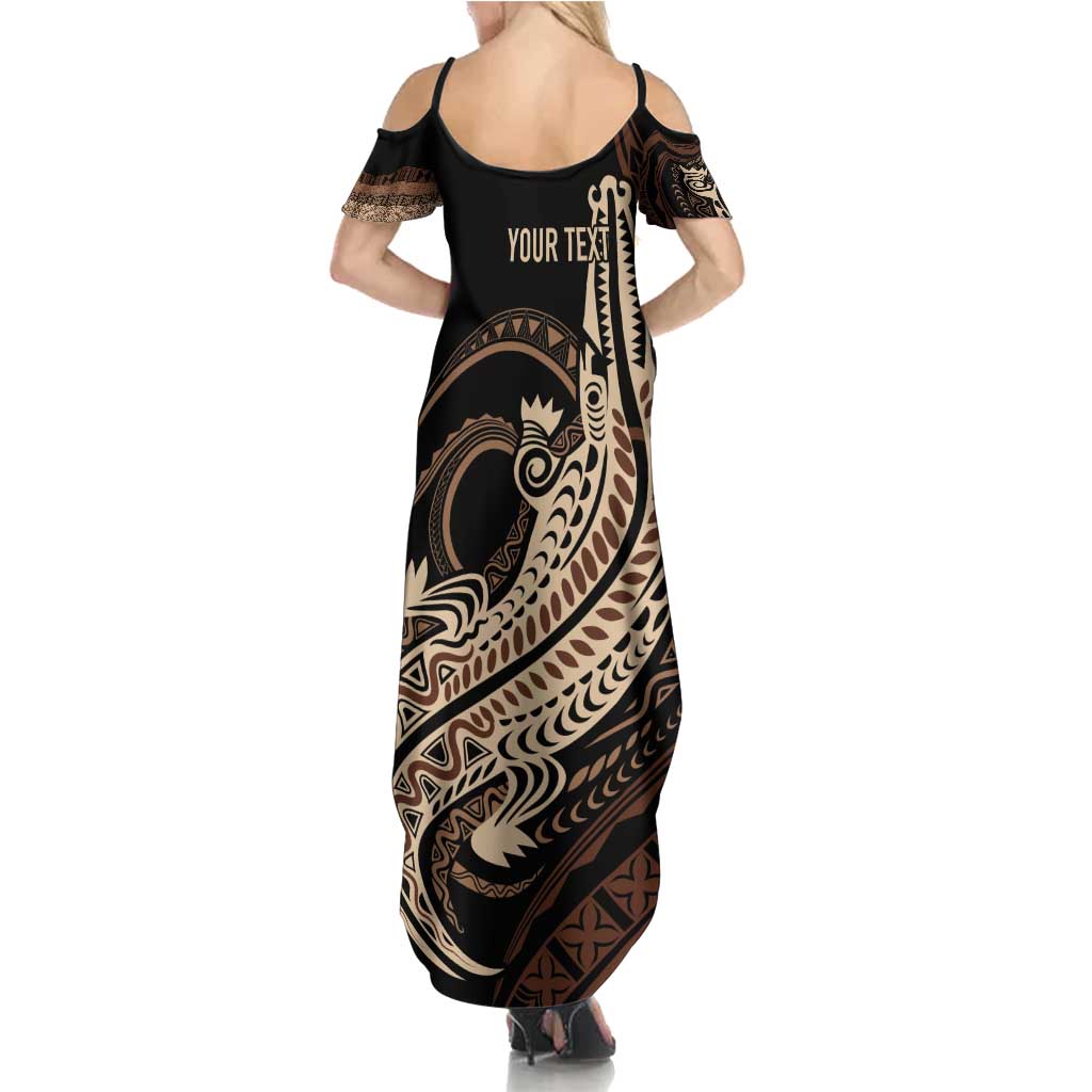 Personalized Solomon Islands Crocodile Family Matching Summer Maxi Dress and Hawaiian Shirt Hapi Isles - Independence Anniversary