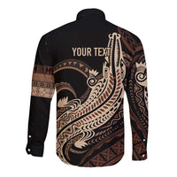 Personalized Solomon Islands Crocodile Long Sleeve Button Shirt Hapi Isles - Independence Anniversary