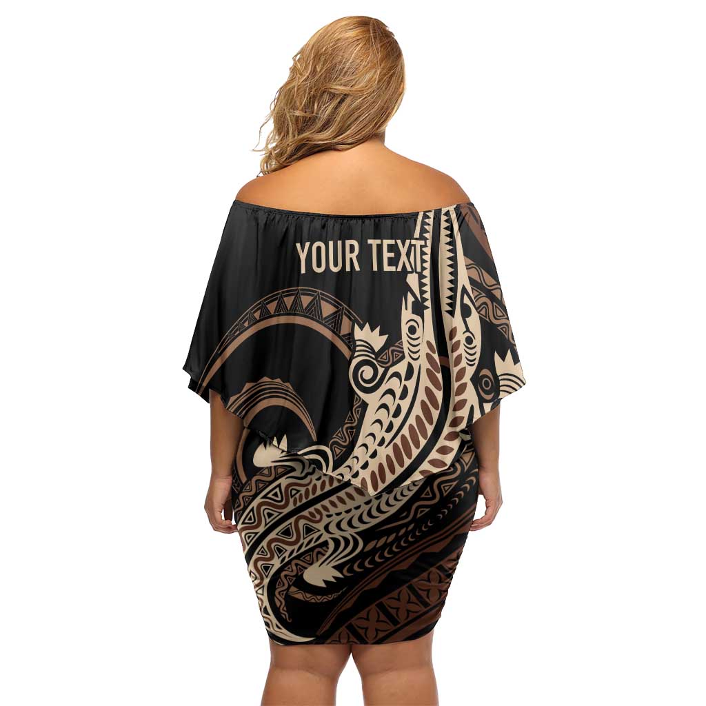 Personalized Solomon Islands Crocodile Off Shoulder Short Dress Hapi Isles - Independence Anniversary