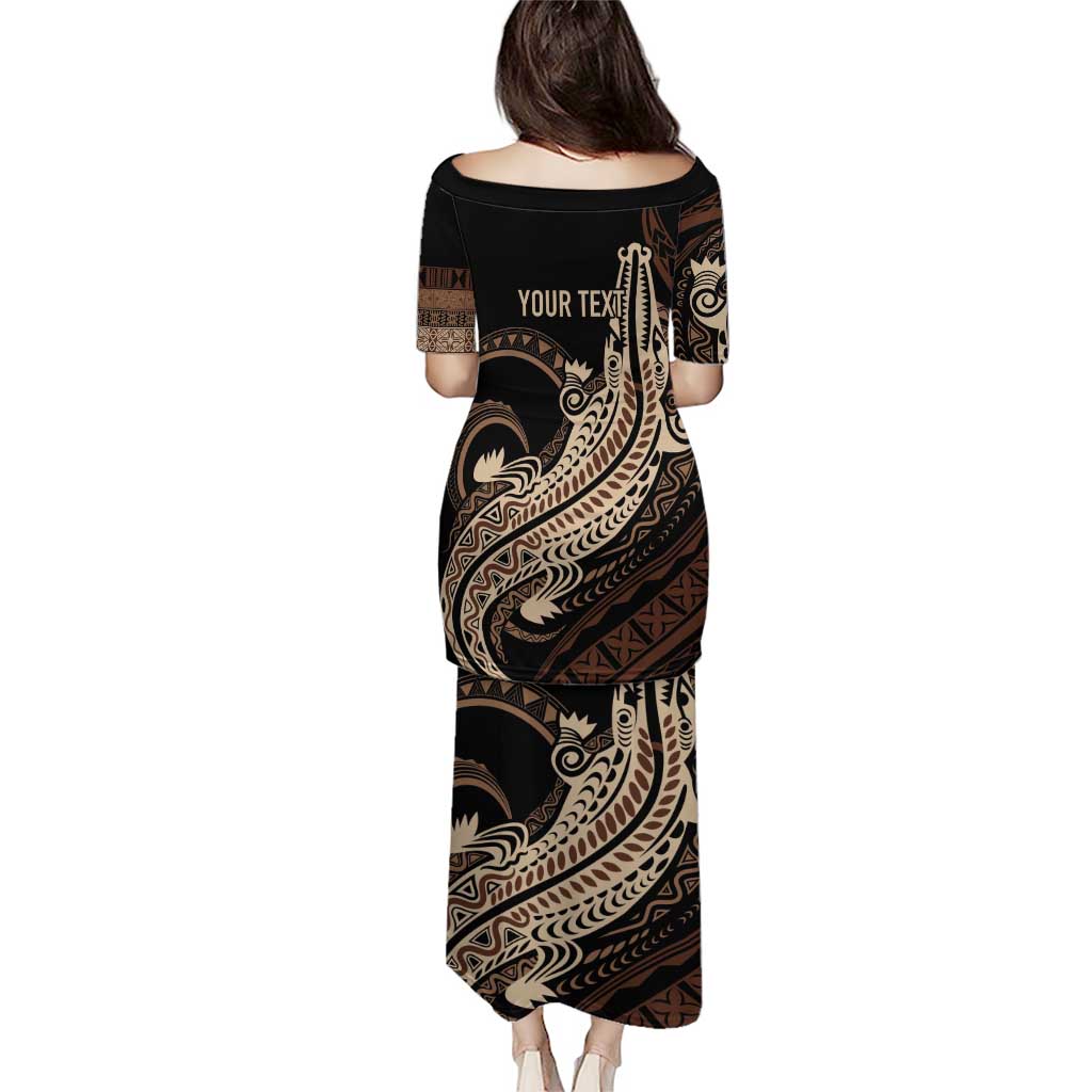 Personalized Solomon Islands Crocodile Puletasi Hapi Isles - Independence Anniversary