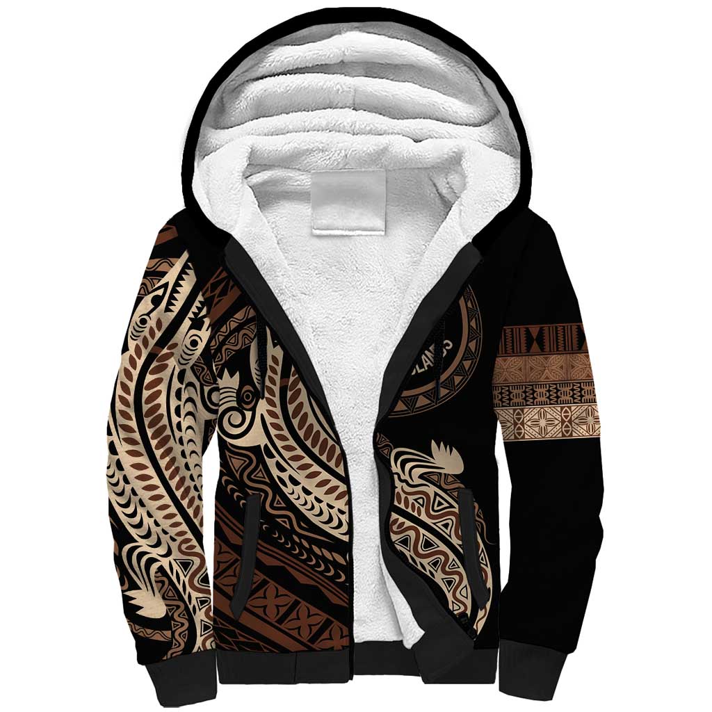 Personalized Solomon Islands Crocodile Sherpa Hoodie Hapi Isles - Independence Anniversary