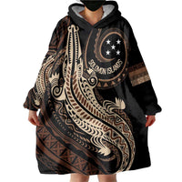 Personalized Solomon Islands Crocodile Wearable Blanket Hoodie Hapi Isles - Independence Anniversary