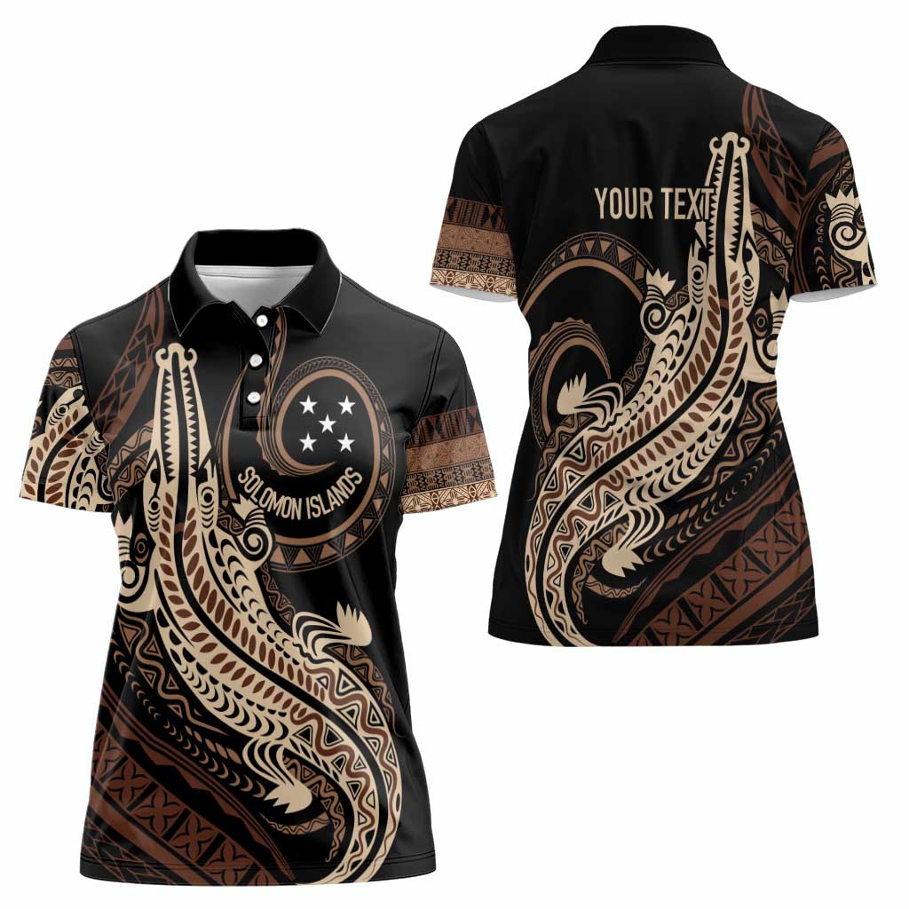 Personalized Solomon Islands Crocodile Women Polo Shirt Hapi Isles - Independence Anniversary
