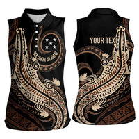 Personalized Solomon Islands Crocodile Women Sleeveless Polo Shirt Hapi Isles - Independence Anniversary