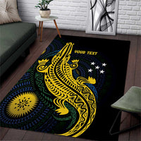 Personalized Solomon Islands Independence Anniversary Area Rug Crocodile Mix Tapa