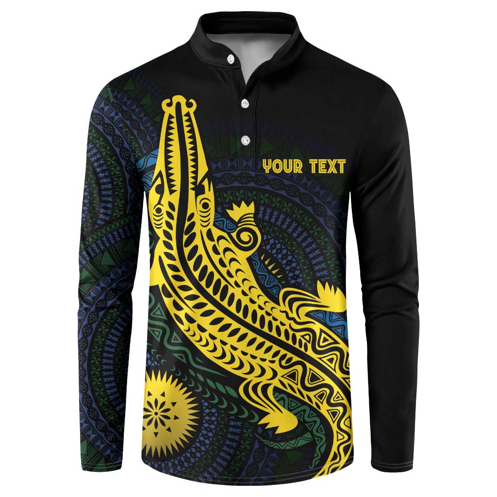 Personalized Solomon Islands Independence Anniversary Button Sweatshirt Crocodile Mix Tapa